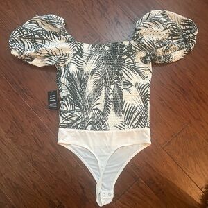 Express Tropical Print Off-Shoulder Bodysuit